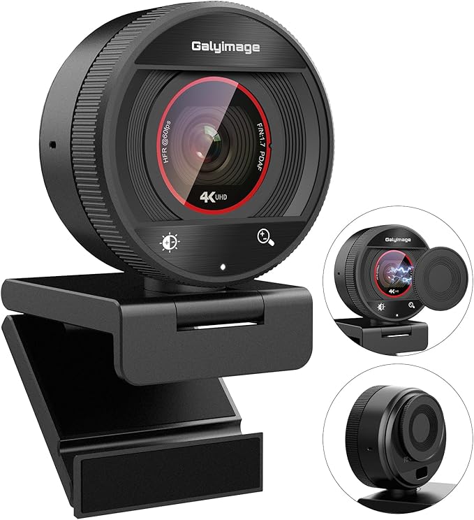 4K Webcam for PC 1080P@60fps Web Cam PDAF Webcam 4K Dual Noise-Cancelling Mics & 8X Zoom 73°FOV Stream camera Plug&Play computer camera w/Privacy Cover Works with Zoom/Teams/Twitch/Google Meet