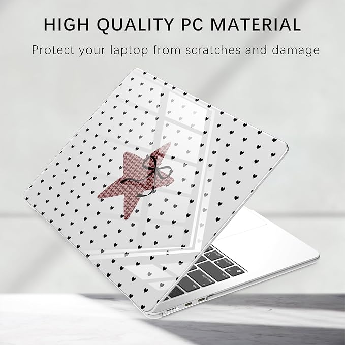 Compatible with MacBook Pro 13 inch Case M2 2025, 2024-2016 A2338 M1 A2251 A2289 A2159 A1989 A1708 A1706, Cute Love Heart Star Bow Protective Hard Shell Clear Cover for Mac Pro 13