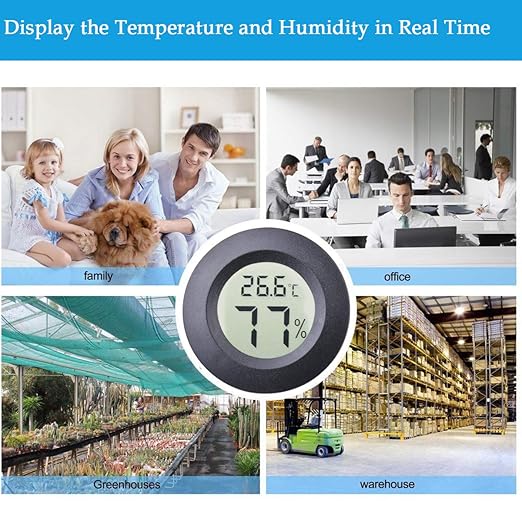 3pcs Mini Hygrometer Thermometer Indoor Outdoor Round Humidity Meter Temperature Gauge Humidity Sensor Fahrenheit Switchable Celsius Monitor for Reptile Jars 3D Printer