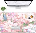 Britimes Large Gaming Mouse Pad Pink Watercolor Hand Painted Peony Flower Non-Slip Desk Pad Keyboard and Mouse Desk Mat for Gamer, Office & Home, 31.5 x 15.7 in