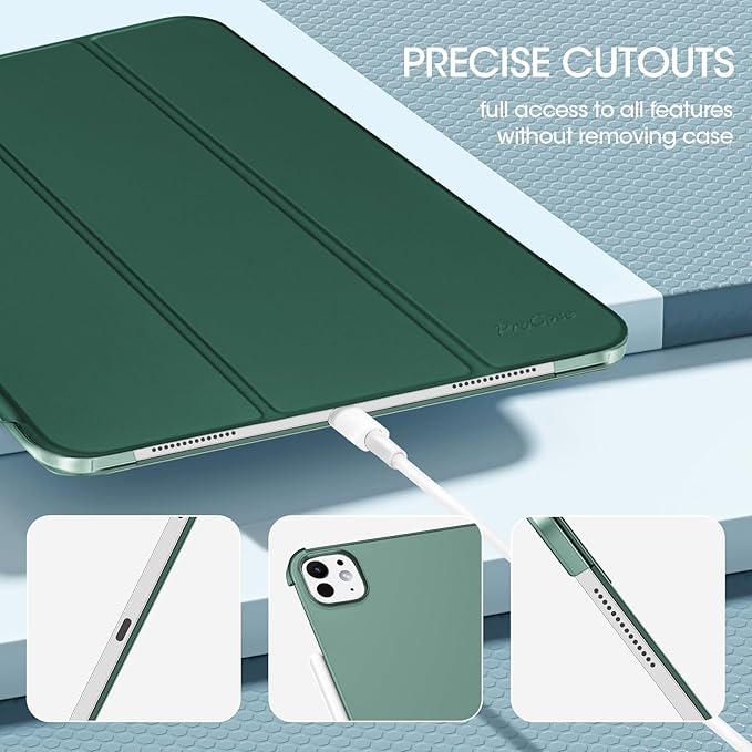 ProCase for iPad Pro 13 Inch Case M5 2025/ M4 2024, Smart Cover iPad Pro M5 M4 Case 13 Inch, Slim Stand Translucent Hard Shell Back, Supports Touch ID, Auto Wake/Sleep -Mgreen