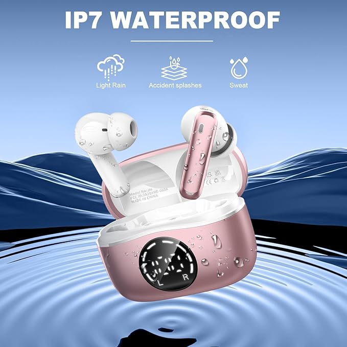 Bluetooth 5.4 Headphones, 2026 3D-Stereo Wireless Earbuds, 48Hrs Deep Bass Ear Buds, 4 ENC Noise Cancelling Mic, USB-C in-Ear Earphones, IP-X7 Waterproof Sport Workout Gym for Laptop Pad Android iOS