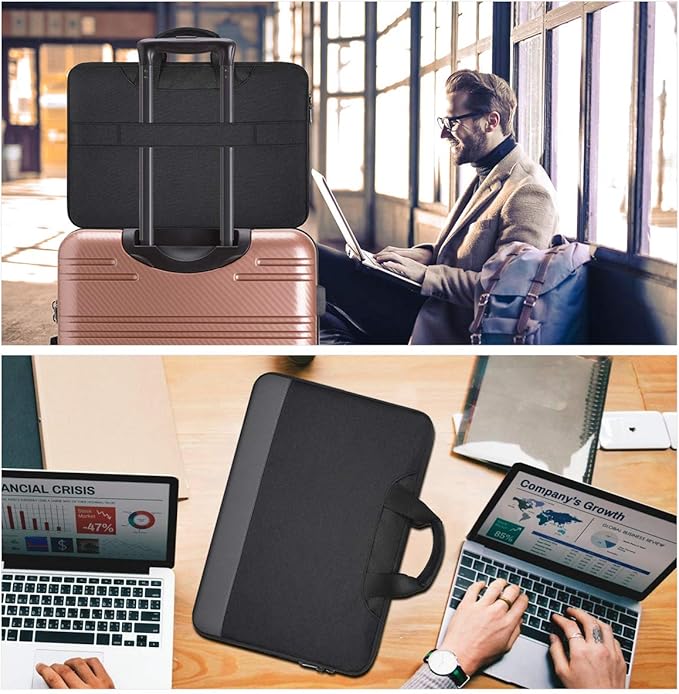 15.6 Inch Laptop Sleeve Bag, Men Women TSA Case for Macbook Pro 16 M5 M4 M3 M2 M1, Lenovo Ideapad 15.6, HP Envy/Victus 15.6, Acer Aspire/Nitro 5 15.6, Dell 15 16, ASUS Chromebook 15 16 Case, Black
