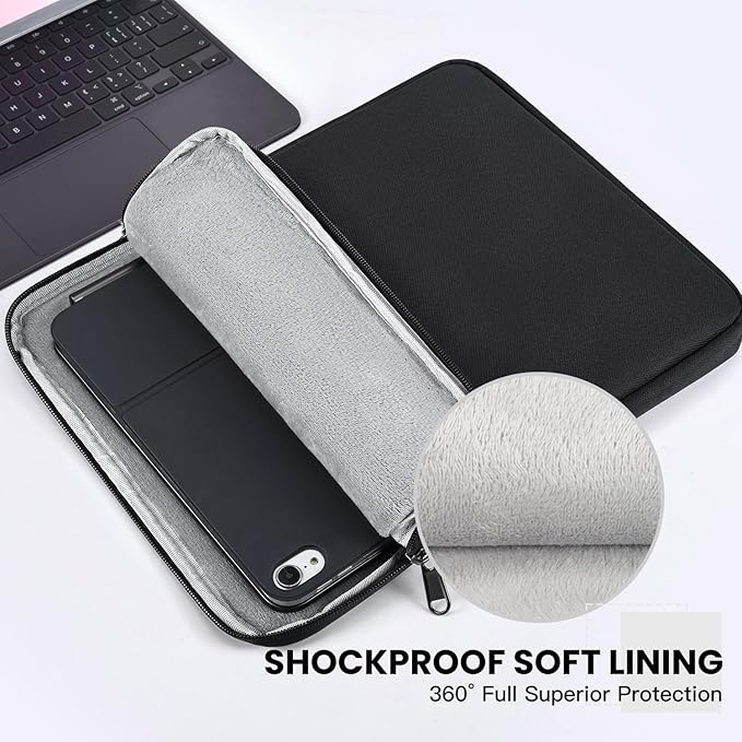 Tablet Sleeve Case Bag for Amazon Fire Max 11 Tablet/Kindle Fire HD 10/10 Plus Tablet 10.1", 11 inch iPad Air M3 & M2, 2025 iPad A16, Pro M5, Galaxy Tab A9+ Plus, Black