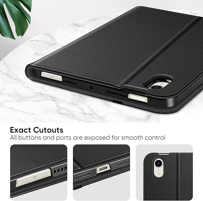 Fintie Folio Case for iPad Mini 7 (A17 Pro, 7th Generation) 2024 / iPad Mini 6 (6th Gen) 8.3 Inch, Multi-Angle Smart Stand Cover with Pencil Holder & Pocket, Auto Sleep/Wake, Black