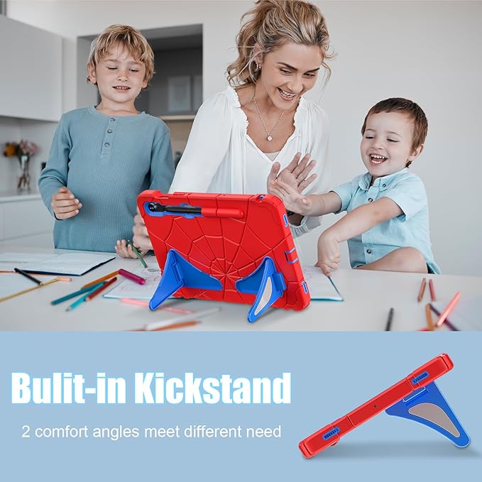 AKABEILA Compatible with Samsung Galaxy Tab S10 FE 2025/Tab S10 Lite 2025 Tablet Case，Lightweight Shockproof Rugged Protective Cover with Kickstand for Kids Children Boys Babies Red Blue