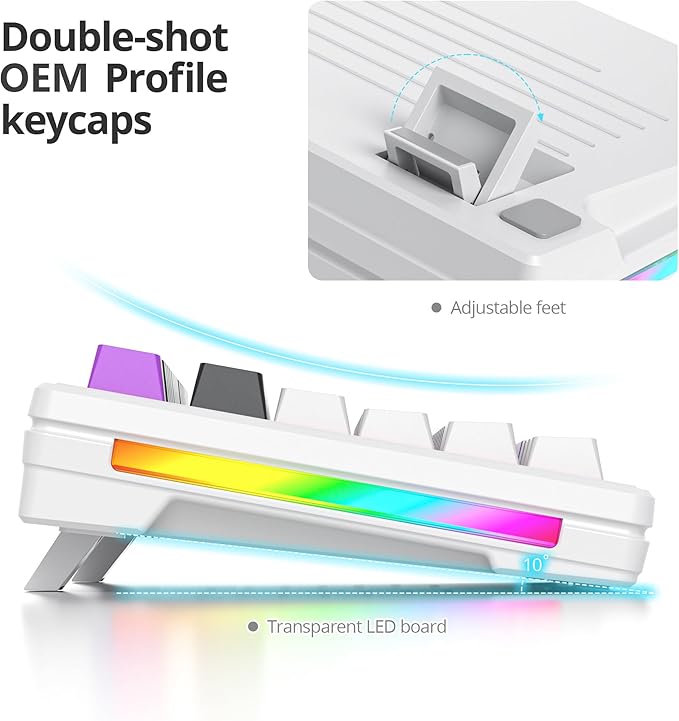 Owpkeenthy 75 Percent Gaming Keyboard Gasket Mounted with Pre-lubed White Switch, 87 Key Wired Mechanical Keyboard Hot Swappable RGB Backlit for MAC Win (R-Purple)