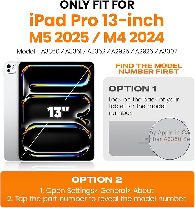 SEYMAC stock Case for iPad Pro 13-inch M5-M4 2025-2024, Shockproof Heavy Duty Case with Screen Protector, Pencil Holder, Rotating Stand, Hand Strap, Shoulder Strap, Black
