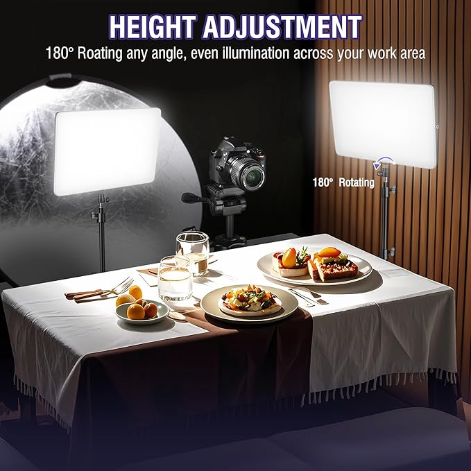 2-Pack LED Video Light Kit with 63'' Tripod Stand, 2500K-8500K Dimmable Studio Light Photography Panel Lighting for Video Recording Game Live Streaming Podcast YouTube Filming, Phone Holder