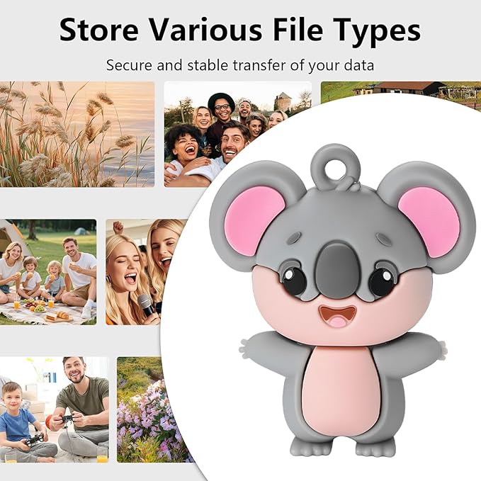USB Flash Drives, 16GB/32GB/64GB/128GB Silicone USB2.0 High Speed Thumb Memory Stick Pen Date Storage Pendrive U Disk (Cute Koala, 64GB)