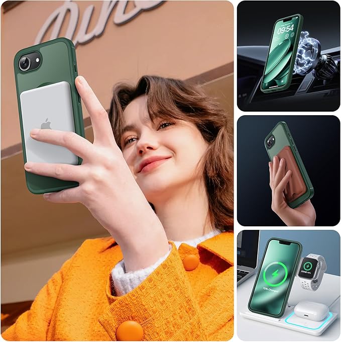 TOCOL for iPhone 17e Case, Compatible with Magsafe, Military Drop Protection, Slim Translucent Matte Shockproof for iPhone 17 e Case 6.1 inch (Alpine Green)