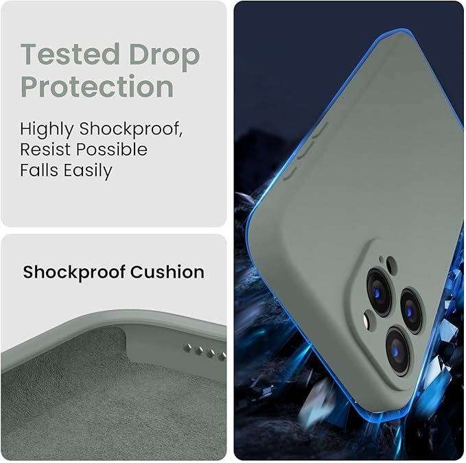 FireNova Designed for iPhone 16 Pro Case, Silicone Upgraded [Camera Protection] Phone Case, Soft Anti-Scratch Microfiber Lining Inside, 2024, Calke Green
