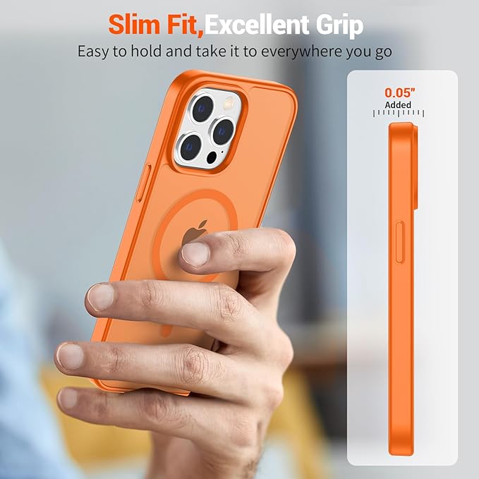 SUPFINE Magnetic for iPhone 12 Pro Max Case (Compatible with MagSafe) (Military Grade Drop Protection) Translucent Matte Shockproof Phone Cover,Starry Orange