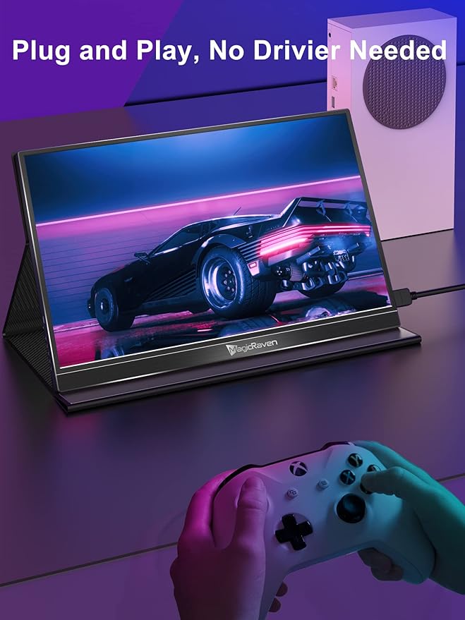 MAGICRAVEN 144HZ Portable Gaming Monitor, 17.3" 1080P Laptop Monitor, Dual USB C HDMI Second Computer Screen, VESA Gaming Display with Speakers, Travel Monitor for PS4/5 Xbox Switch MAC PC Phone