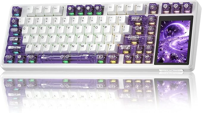 Aula L99 Wireless Mechanical Keyboard with Smart Touch Screen,Tri-Mode Hot Swappable Custom Gaming Keyboard,RGB Backlit,PBT Keycap,Gasket Mount Creamy Sounding Computer Keyboards for Office PC,84 Keys