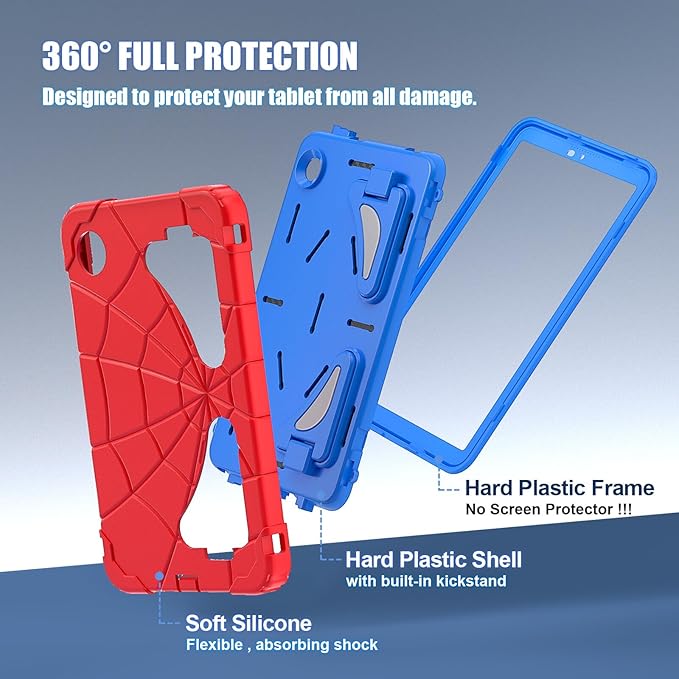 AKABEILA Compatible with Samsung Galaxy Tab A9 8.7 inch(SM-X115N)(2023) Tablet Case，Lightweight Shockproof Rugged Protective Cover with Kickstand for Kids Children Boys Babies Red Blue