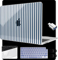 MEEgoodo Case for M5/M4/M3/M2 MacBook Air 15 inch Case 2026 2025 2024 2023, Laptop Shell Fit Model (A3448/A3241/A3114/A2941) for MacBook Air 15.3-inch, Navy Blue Stripes