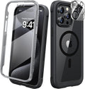 Diaclara Designed for iPhone 15 Pro Max Case, Full Body Rugged with Built-in Touch Sensitive Anti-Scratch Screen Protector, Soft TPU Bumper Case for iPhone 15 ProMax 6.7", Black