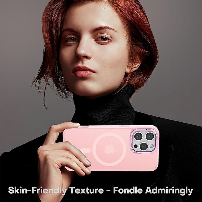 Newfuture Designed for iPhone 16 Pro Case with Magnetic [13 FT Military Drop Protection] [Compatible with Magsafe] Slim Translucent Matte Shockproof with Anti-Fingerprint Phone Case,Tender Pink