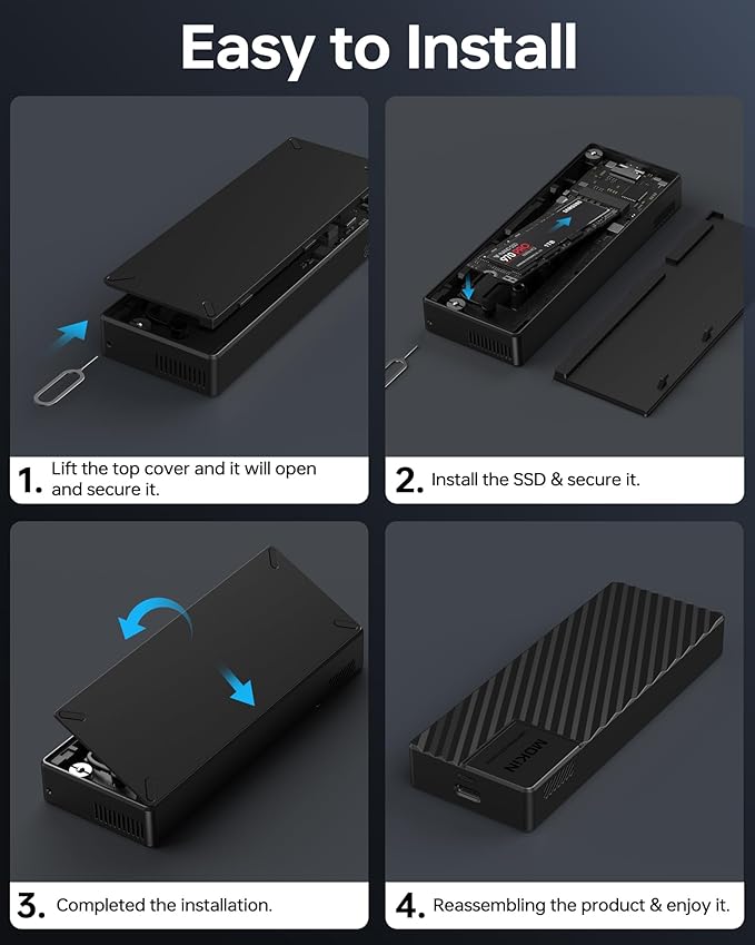 M.2 NVMe Enclosure,40Gbps M.2 Enclosure SSD Enclosure Compatible for M4/Pro/Max MacBook Mac mini,Support SSD Size 2230/2242/2260/2280 B+M M-Key PCIe Compatible with Thunderbolt 3/4/USB4/3.2/3.1