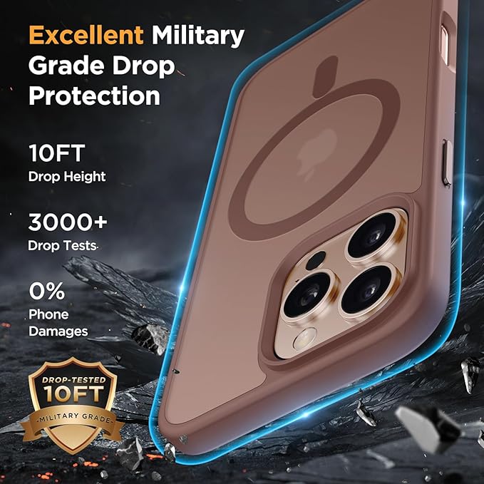 Miracase Magnetic for iPhone 16 Pro Max Case [with 2X Screen Protector] [MagSafe Compatible] Real Anti-Fingerprint, 12ft Military-Grade Protection, Slim Phone Case for 16 Pro Max 6.9 inch- Champagne