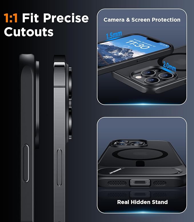 Magnetic Compatible with iPhone 13 Pro Case, [Built-in Invisible Kickstand][Compatible with MagSafe] [Military Grade Shockproof] Slim Translucent Matte Phone Case for iPhone 13 Pro 6.1"