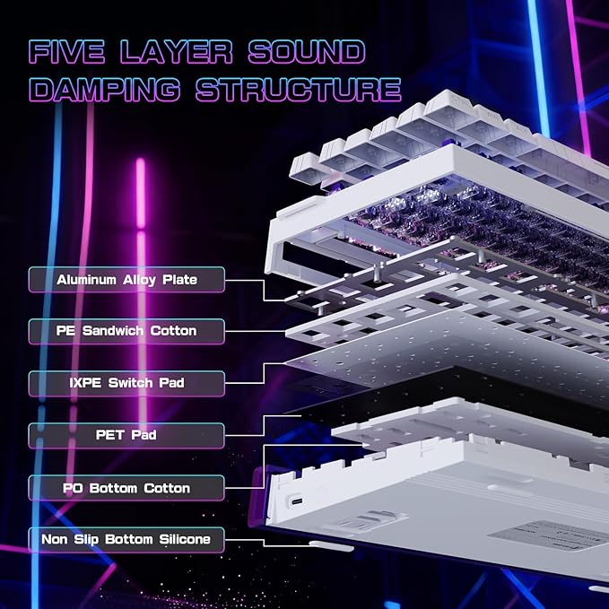 ATTACK SHARK R85 HE Wired Rapid Trigger Mechanical RGB Gaming Keyboard with Custom Lightbox,8KHz Polling Rate,0.005mm RT Accuracy,0.08MS Latency,Hall Effect,Magnetic Switch,Driver for PC-White Contour