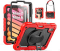 SEYMAC Kids Case for iPad mini 7 (A17 Pro) 2024/ Mini 6 8.3″, Full-Body Shockproof Protective Case with Screen Protector, Rotating Stand, Hand/Shoulder Strap for iPad mini 7th/ 6th Generation, Red