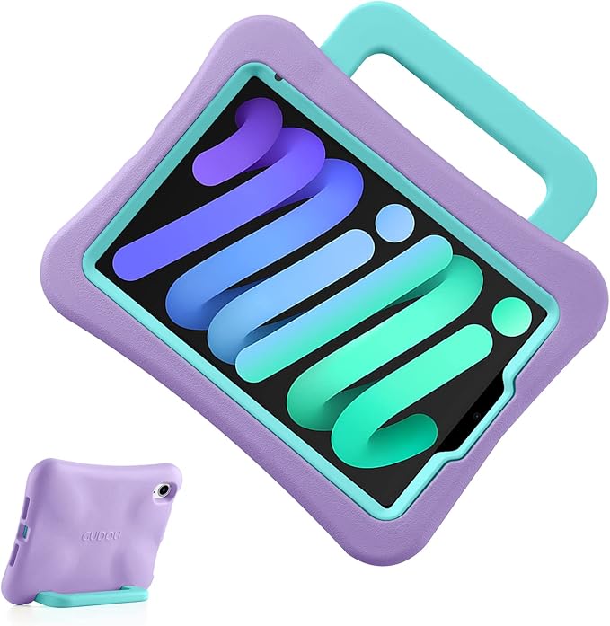 Kids Case for iPad Mini 7 (A17 Pro) 2024 /iPad Mini6 2021, Light Weight Heavy Duty/Shockproof/Drop Proof with Handle/Kickstand, Child Friendly Cover for iPad Mini 7th/6th Gen 8.3inch (Purple)