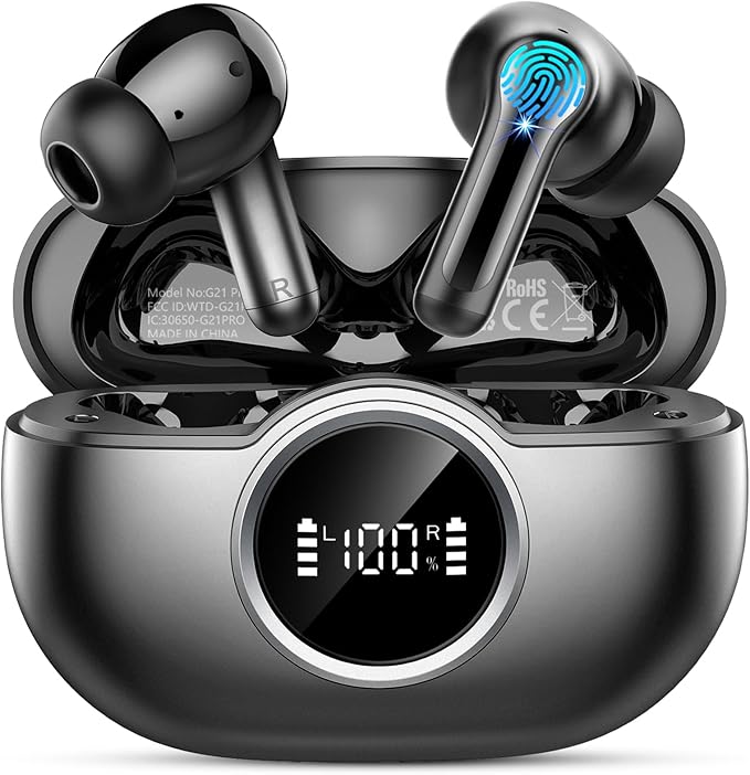 Wireless Earbuds, 2026 Bass-3.0 Bluetooth 5.4 Headphones 3D-Stereo Ear Buds, 4 ENC Noise Cancelling Mic, 40+Hrs USB-C in-Ear Earphones, IP-X7 Waterproof Sport Workout Gym for Laptop Pad Android iOS