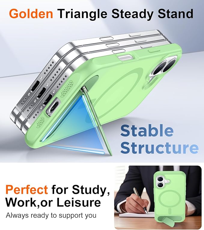 Magnetic Compatible with iPhone 16 Case, [Built-in Invisible Kickstand][Compatible with MagSafe][Military Grade Shockproof] Slim Translucent Matte Phone Case for iPhone 16 6.1"