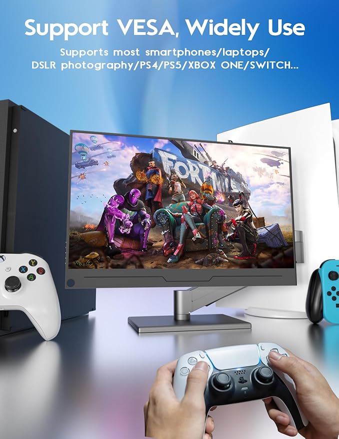 KEEPTIME 4K Portable Monitor 15.6" 3840x2160 UHD USB-C HDMI Laptop Monitor, 100% Adobe RGB IPS Computer Gaming Display HDR Travel Screen w/Speakers for Laptop Xbox PS5 Switch PC Phone