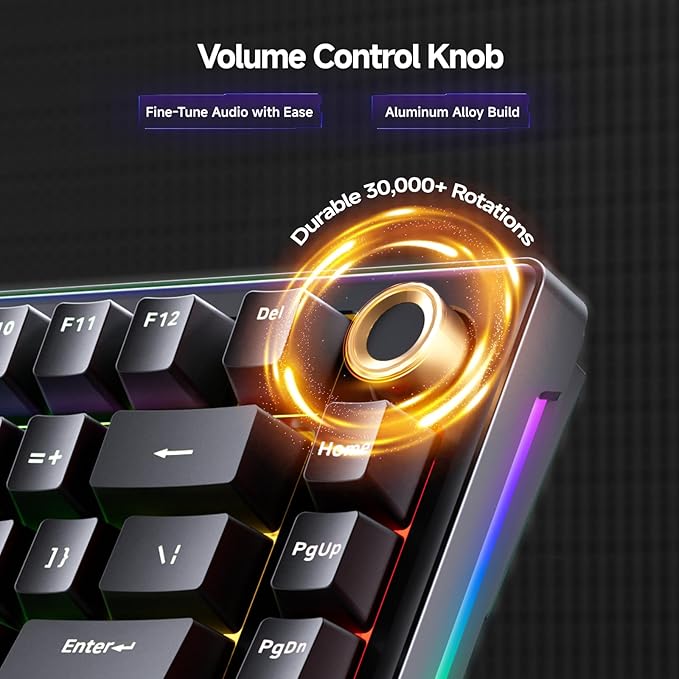 TMKB T81E Mechanical Gaming Keyboard, 75% Gasket Mount Wired Keyboard with Knob & 5-Layer Sound Dampening, Hot-Swappable, RGB Backlit, 82 Keys for Windows/Mac/Linux - Black