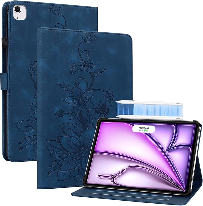 Case for iPad Air 13 Inch M4/M3/M2 (2026/2025/2024), Auto Wake/Sleep Supports Pencil Pro and Pencil(USB-C) Magnetic Multi-Angle Viewing Clasp Cover, Blue