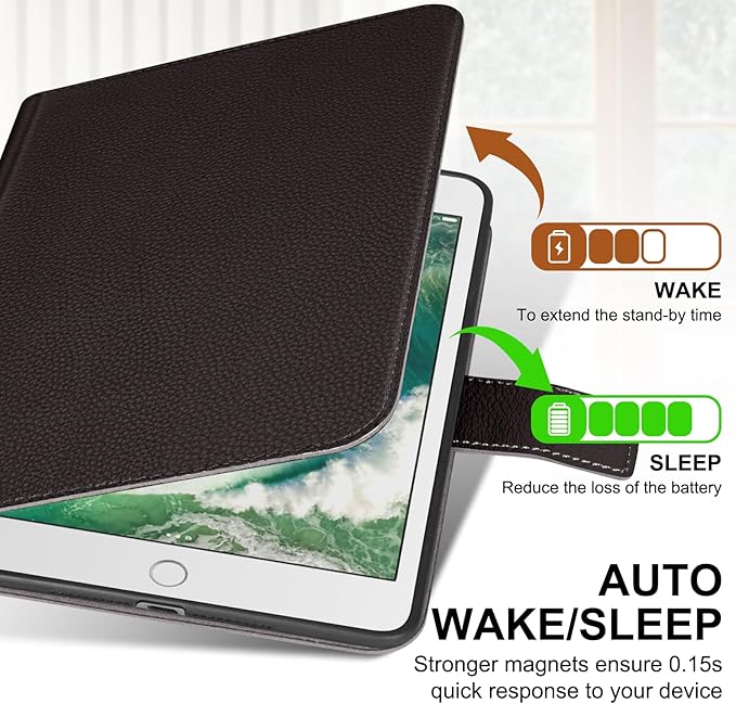 Genuine Leather Case for iPad mini 5th / 4th Generation 7.9’’ (2019/2015) | Slim Protective Cover with Adjustable Stand, Auto Wake/Sleep, Magnetic Closure, Premium Leather | Dark Brown
