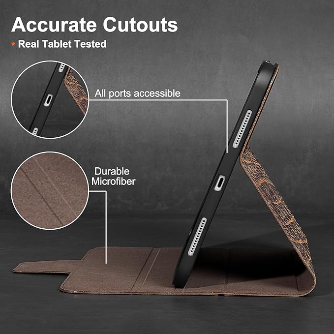 Gexmil Premium Leather Case for iPad mini 7 (A17 Pro) 2024 / iPad mini 6 Generation 2021 8.3 Inch,Pencil Holder, Magnetic Closure,Shockproof Cowhide Cover,Adjustable Stand,Buffalo Brown