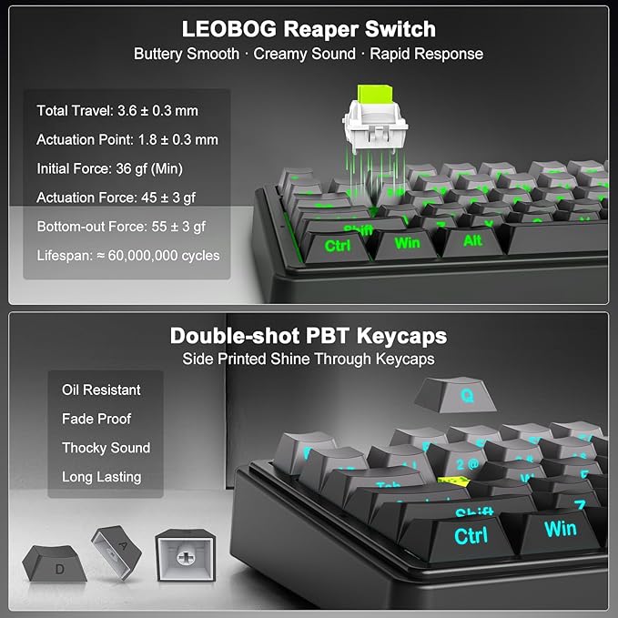 AULA F75 - 75% Wireless Mechanical Keyboard,Hot Swappable Custom Gaming Keyboard with Knob,BT5.0/2.4GHz/USB-C,RGB Backlit,Pre-lubed Reaper Switches,Double Shot PBT Keycaps,Mechanical Gaming Keyboards