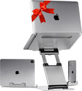 Lifelong Adjustable Laptop Stand for Desk, Ergonomic Aluminum Laptop Riser, Portable Foldable Computer Stand, Height up to 20”, Fits 10-17” Laptops for Desk-Mounted with Phone & Tablet Holder