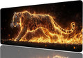 Tiger Mouse Pad Large Fire Running Animal Wildlife Mousepad XL Large Gaming Mouse Pad Laptop Keyboard Mat Desk Pad Great for Work-from-Home or Office Use 31.5x11.8 Inch