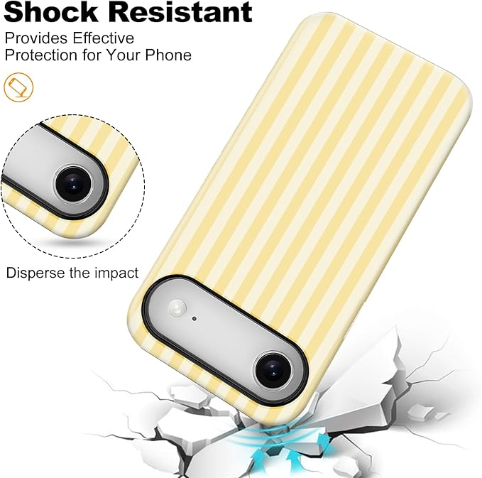 Magnetic for iPhone 17 Air Case Cute Stripes Phone Case, Shockproof Slim TPU and Hard PC Protective Phone Cover Compatible with MagSafe Designed for Women Girls, Pink and White