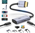 Guermok AR Glasses HDMI to USB-C Display Adapter, 4K@60Hz Play and Charge XR Converter with DC 5V, for XREAL One/Air 2 Pro/RayNeo/Rokid, Switch 2/1, Xbox1, PS4/5, Portable Monitors (Sliver)