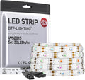 BTF-LIGHTING WS2815 (Upgraded WS2812B) LED Strip Light,UL Listed,16.4FT 150 LED/Pixels,Flexible Chasing RGB,Dual Signal Individually Addressable,5050SMD,3M Tape,DC12V IP65(No Adapter or Controller)