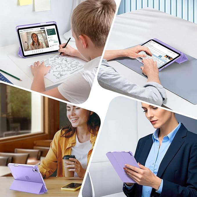 MoKo for iPad mini 7 A17 Pro Case 2024, iPad mini 6th Generation Case 8.3 Inch 2021 with Pencil Holder, Slim Light Trifold Smart Protective Cover with Hard PC Translucent Back Shell, Lilac