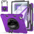 Case for iPad Air 13 Inch M4/M3/M2 (2026/2025/2024): Silicone Shockproof Case with Screen Protector - Stand - Handle - Shoulder Strap - Pen Holder- Purple