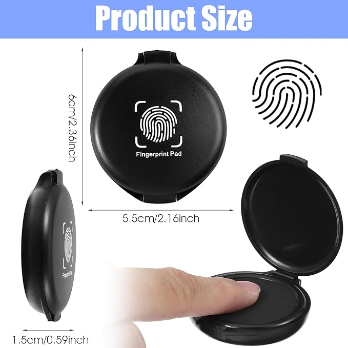 24PCS Fingerprint Thumbprint Ink Pads, Mini Black Water-Based Ink Stamp Pads for Notary Supplies, Office, ID Security, Law Enforcement, Fingerprint Cards, Home Use Office use