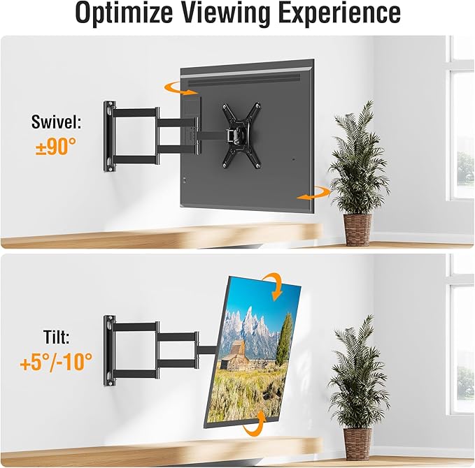 ELIVED Long Arm TV Wall Mount for Most 14-42 Inch tvs & Monitors, 21.7 Inch Long Extension TV Mount Swivel and Tilt, Full Motion Wall Mount Bracket Fit Max VESA 200x200mm, Holds up to 44 lbs.