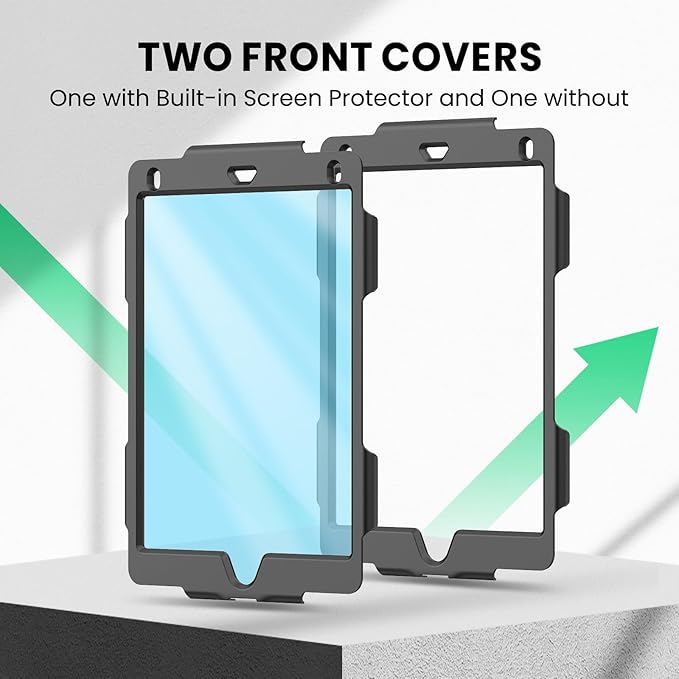 SEYMAC Case for iPad 6th/5th Generation 9.7 Inch, Full-Body Shockproof Heavy Duty Protective Case with Screen Protector, Rotating Stand/Hand/Shoulder Strap for iPad Air 2/ Pro 9.7, Green
