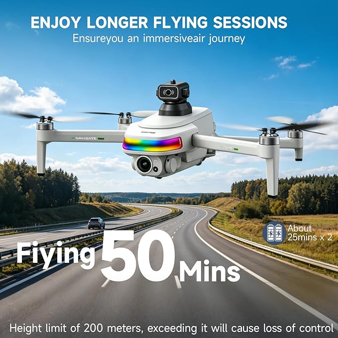 GPS Drone With 4k Camera For Adults, 5.5"Hd Touchscreen Remote,Brushless Motor,50 Mins Flight, Follow Me Drone,Auto Return,Long Range Transmission, Ai Track&Orbit Mode,Hobby Rc Quadcopters & Multirotors ,Under 260g