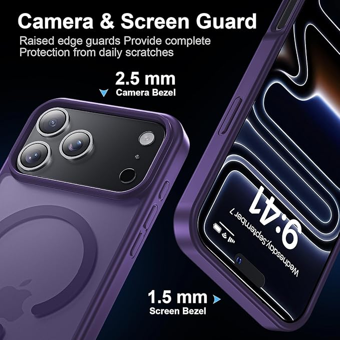 for iPhone 17 Pro Max case with Camera Lens Protector [10Ft Military-Grade Protection] Compatible with fit MagSafe Shockproof Cover Phone case for iPhone 17 Pro max 6.9 inch,Deep Purple