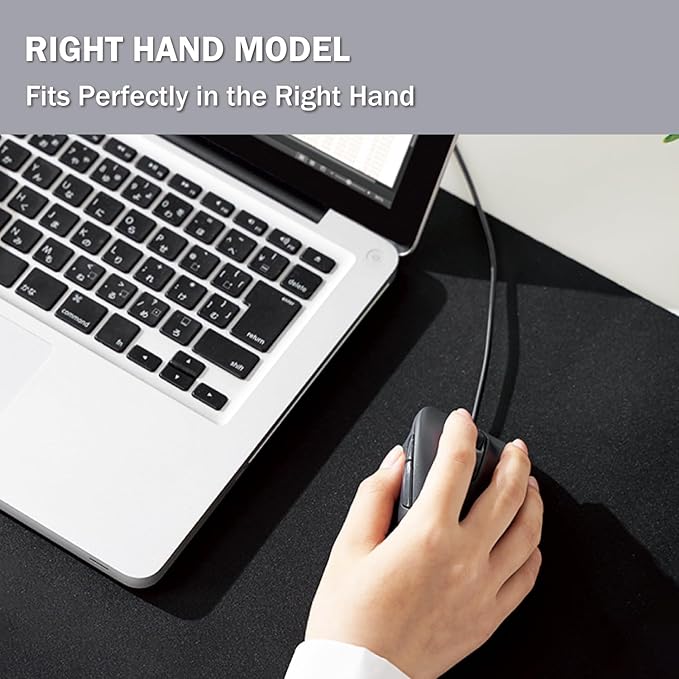 ELECOM Wired USB Ergonomic Shape Mouse, Silent Click, Right Hand, 2000DPI, 5 Buttons, Optocal Sensor, Compatible with PC, Mac, Laptop, EX-G, Msize Black (M-XGM30UBSKBK)